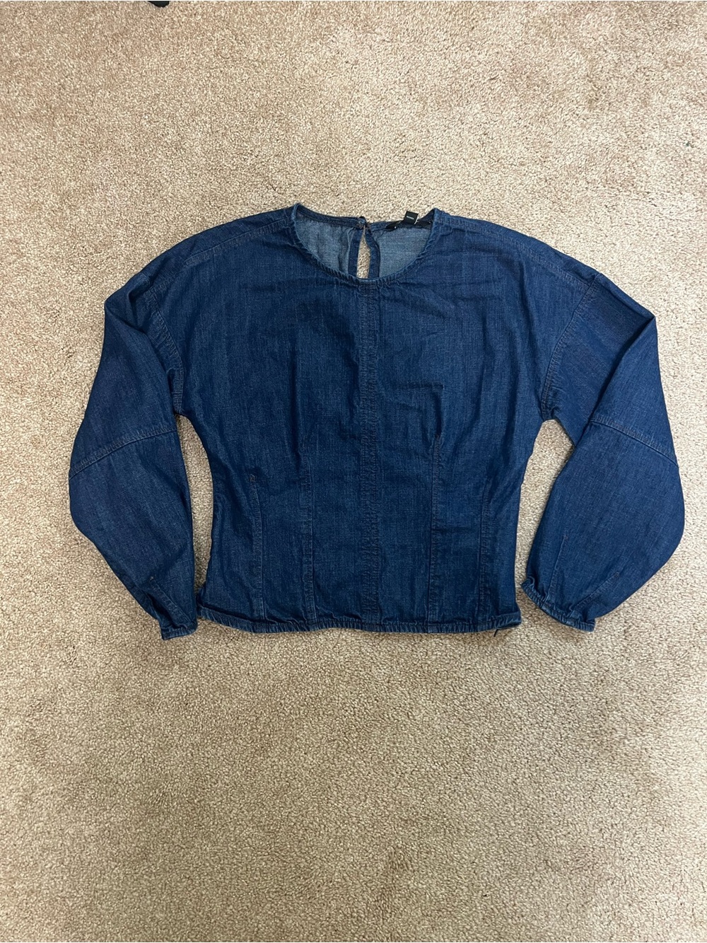 Banana Republic Dark Blue Denim Balloon-Sleeve Pullover
